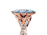Rose gold Fancy Blue Heart Cut Diamond  Halo Twist Band Solitaire Prong Setting Ring_41