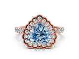Rose gold Fancy Blue Heart  Cut Diamond Milgrain Floral Halo Engagement Ring with Pavé Band_15