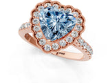 Rose gold Fancy Blue Heart  Cut Diamond Milgrain Floral Halo Engagement Ring with Pavé Band_16
