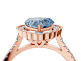 Rose gold Fancy Blue Heart  Cut Diamond Milgrain Floral Halo Engagement Ring with Pavé Band_19