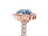 Rose gold Fancy Blue Heart  Cut Diamond Milgrain Floral Halo Engagement Ring with Pavé Band_20