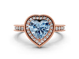 Rose gold Fancy Blue Heart Cut Diamond Milgrain Halo Engagement Ring with Round Pavé Band and Prong Setting_27
