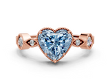 Rose gold Fancy Blue Heart  Cut Diamond Milgrain Marquise Band with Prong Setting_3