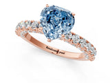 Rose gold Fancy Blue Heart Cut Diamond Pavé Band Solitaire Ring with Prong Setting_80