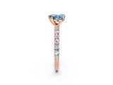 Rose gold Fancy Blue Heart Cut Diamond Pavé Band Solitaire Ring with Prong Setting_81