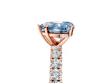 Rose gold Fancy Blue Heart Cut Diamond Pavé Band Solitaire Ring with Prong Setting_84
