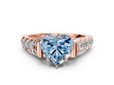 Rose gold Fancy Blue Heart  Cut Diamond Pavé Band Solitaire with Four-Prong Setting_15