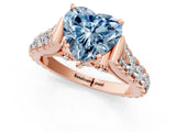 Rose gold Fancy Blue Heart  Cut Diamond Pavé Band Solitaire with Four-Prong Setting_16