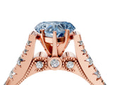 Rose gold Fancy Blue Heart  Cut Diamond Pavé Band Solitaire with Four-Prong Setting_19