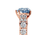 Rose gold Fancy Blue Heart  Cut Diamond Pavé Band Solitaire with Four-Prong Setting_20