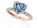 Rose gold Fancy Blue Heart  Cut Diamond Pavé Band Solitaire with Four-Prong Setting_4