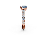 Rose gold Fancy Blue Heart  Cut Diamond Pavé Band Solitaire with Four-Prong Setting_5