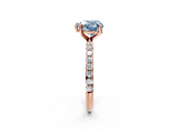 Rose gold Fancy Blue Heart  Cut Diamond Pavé Band Solitaire with Four-Prong Setting_5
