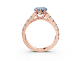 Rose gold Fancy Blue Heart  Cut Diamond Pavé Band Solitaire with Four-Prong Setting_6