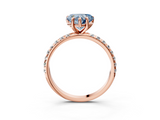 Rose gold Fancy Blue Heart  Cut Diamond Pavé Band Solitaire with Four-Prong Setting_6