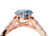 Rose gold Fancy Blue Heart  Cut Diamond Pavé Band Solitaire with Four-Prong Setting_7