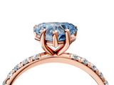 Rose gold Fancy Blue Heart  Cut Diamond Pavé Band Solitaire with Four-Prong Setting_7
