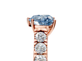 Rose gold Fancy Blue Heart  Cut Diamond Pavé Band Solitaire with Four-Prong Setting_8