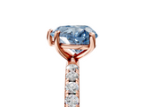 Rose gold Fancy Blue Heart  Cut Diamond Pavé Band Solitaire with Four-Prong Setting_8