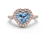 Rose gold Fancy Blue Heart Cut Diamond Pavé Halo Ring with Four-Prong Setting_36