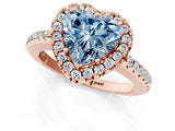 Rose gold Fancy Blue Heart Cut Diamond Pavé Halo Ring with Four-Prong Setting_37