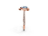 Rose gold Fancy Blue Heart Cut Diamond Pavé Halo Ring with Four-Prong Setting_38