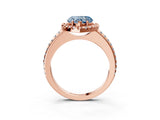 Rose gold Fancy Blue Heart Cut Diamond Pavé Halo Ring with Four-Prong Setting_39