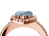 Rose gold Fancy Blue Heart Cut Diamond Pavé Halo Ring with Four-Prong Setting_40