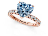 Rose gold Fancy Blue Heart Cut Diamond Pavé Solitaire Ring with Round Band and Prong Setting_13