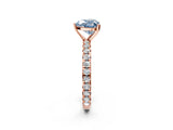 Rose gold Fancy Blue Heart Cut Diamond Pavé Solitaire Ring with Round Band and Prong Setting_14