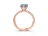 Rose gold Fancy Blue Heart Cut Diamond Pavé Solitaire Ring with Round Band and Prong Setting_15