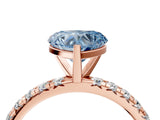 Rose gold Fancy Blue Heart Cut Diamond Pavé Solitaire Ring with Round Band and Prong Setting_16
