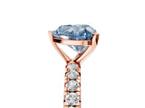 Rose gold Fancy Blue Heart Cut Diamond Pavé Solitaire Ring with Round Band and Prong Setting_17