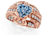 Rose gold Fancy Blue Heart Cut Diamond Pave Art Deco Split Shank Ring with Four-Prong Setting_1