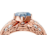 Rose gold Fancy Blue Heart Cut Diamond Pave Art Deco Split Shank Ring with Four-Prong Setting_4