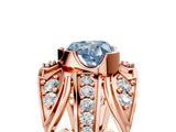 Rose gold Fancy Blue Heart Cut Diamond Pave Art Deco Split Shank Ring with Four-Prong Setting_5