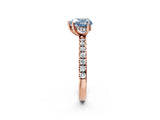 Rose gold Fancy Blue Heart Cut Diamond Pave Band Solitaire Ring with Four-Prong Setting_53