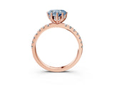 Rose gold Fancy Blue Heart Cut Diamond Pave Band Solitaire Ring with Four-Prong Setting_54