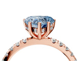 Rose gold Fancy Blue Heart Cut Diamond Pave Band Solitaire Ring with Four-Prong Setting_55