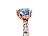Rose gold Fancy Blue Heart Cut Diamond Pave Band Solitaire Ring with Four-Prong Setting_56
