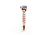 Rose gold Fancy Blue Heart  Cut Diamond Pave Band with Four-Prong Setting_39