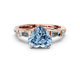 Rose gold Fancy Blue Heart  Cut Diamond Ring with Baguette Side Stones, Channel Set Band, and Four-Prong Setting_24
