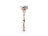 Rose gold Fancy Blue Heart  Cut Diamond Ring with Baguette Side Stones, Channel Set Band, and Four-Prong Setting_26