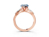 Rose gold Fancy Blue Heart  Cut Diamond Ring with Baguette Side Stones, Channel Set Band, and Four-Prong Setting_27