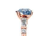 Rose gold Fancy Blue Heart  Cut Diamond Ring with Baguette Side Stones, Channel Set Band, and Four-Prong Setting_29