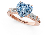 Rose gold Fancy Blue Heart  Cut Diamond Ring with Baguette Side Stones, Channel Set Band, and Four-Prong Setting_4