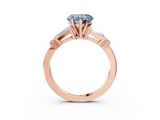 Rose gold Fancy Blue Heart  Cut Diamond Ring with Baguette Side Stones, Channel Set Band, and Four-Prong Setting_6