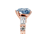 Rose gold Fancy Blue Heart  Cut Diamond Ring with Baguette Side Stones, Channel Set Band, and Four-Prong Setting_8