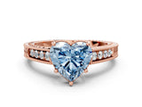 Rose gold Fancy Blue Heart Cut Diamond Ring with Milgrain Pavé Band and Four-Prong Setting_20