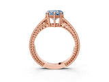 Rose gold Fancy Blue Heart Cut Diamond Ring with Milgrain Pavé Band and Four-Prong Setting_23